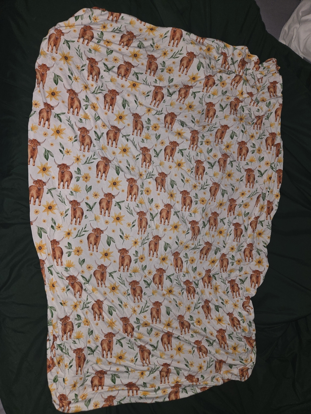 Charlotte The Sleepy Sloth White Floral & Cow Print Crib Sheet